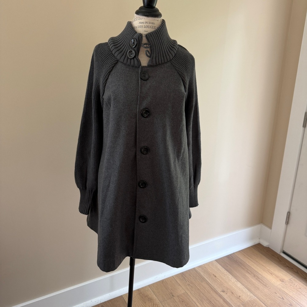 Mordenmiss Women's Gray Poly/Sweater Peacoat Size L